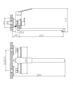 Смеситель для ванны и душа Haiba HB22533-3, Пепельный