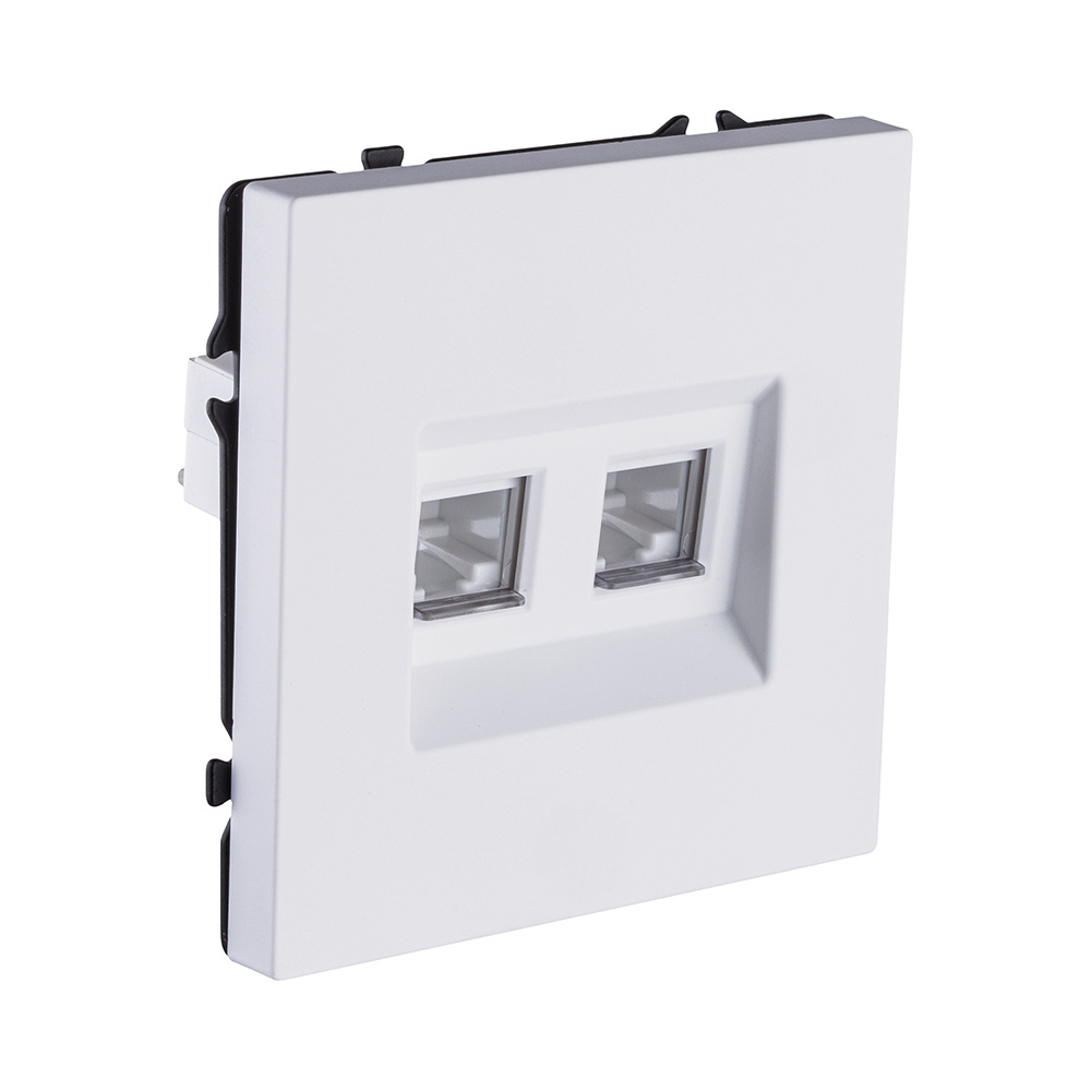 Розетка двойная Ethernet RJ45 Cat.6, белый глянцевый Kollinger Eclipse EC-018WG