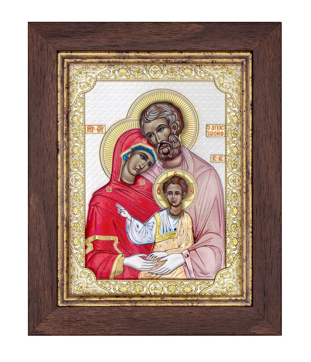 Св. Семейство, икона прямоугольная в рамке под стеклом, красное дерево, эмаль 170х210