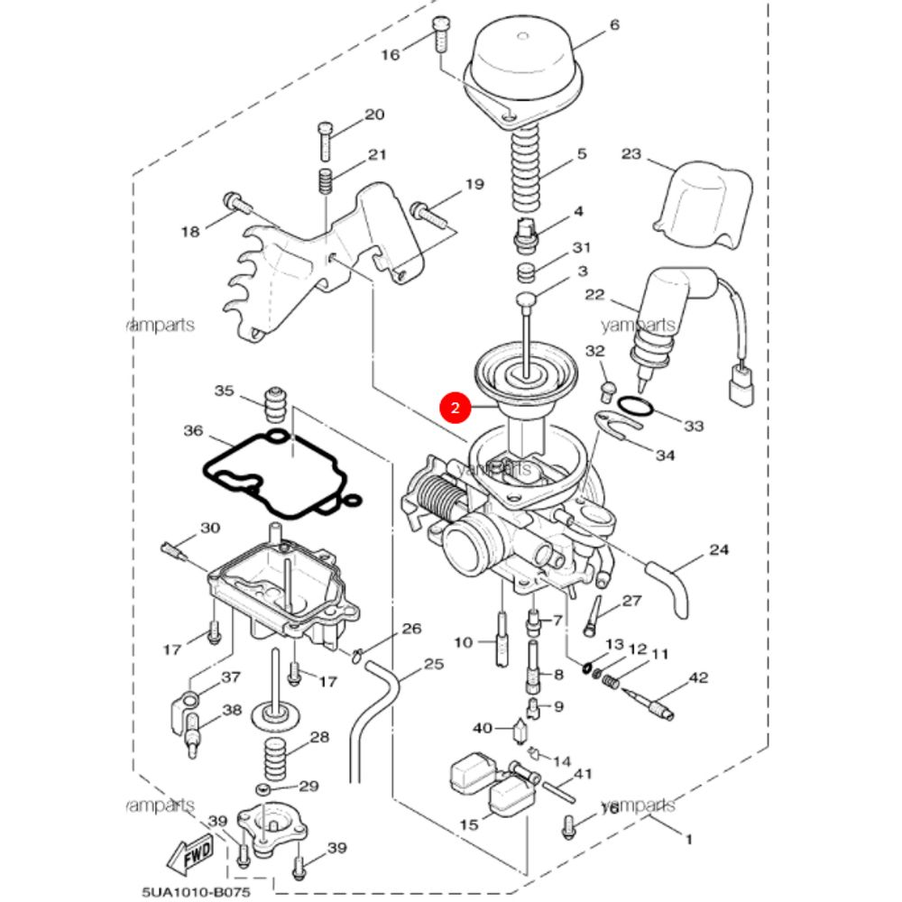 Диафрагма карбюратора для мотоцикла Yamaha (5TYE49400000)