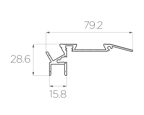 Профиль алюминиевый для ступеней без резиновой вставки LC-PDS-2879-2 Anod