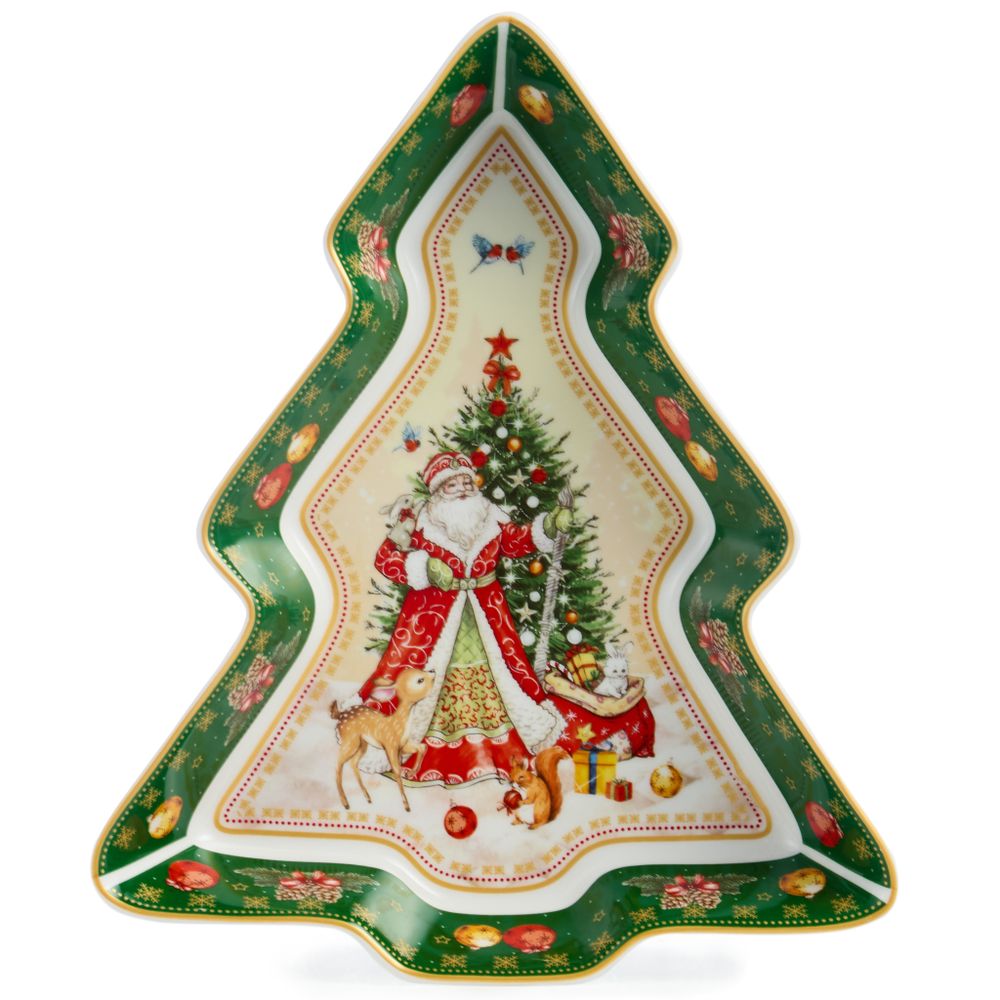 БЛЮДО-ЕЛКА LEFARD "ДЕД МОРОЗ" 25*21*4 СМ ЗЕЛЕНОЕ (КОР=8ШТ.)
