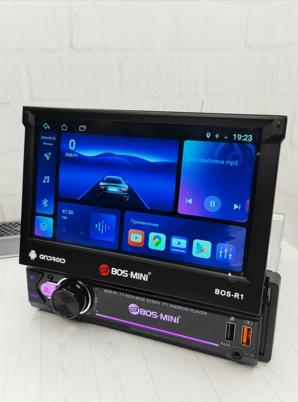Автомагнитола с выездным экраном 7"/Android/4+64GB Bos-Mini BOS-R1
