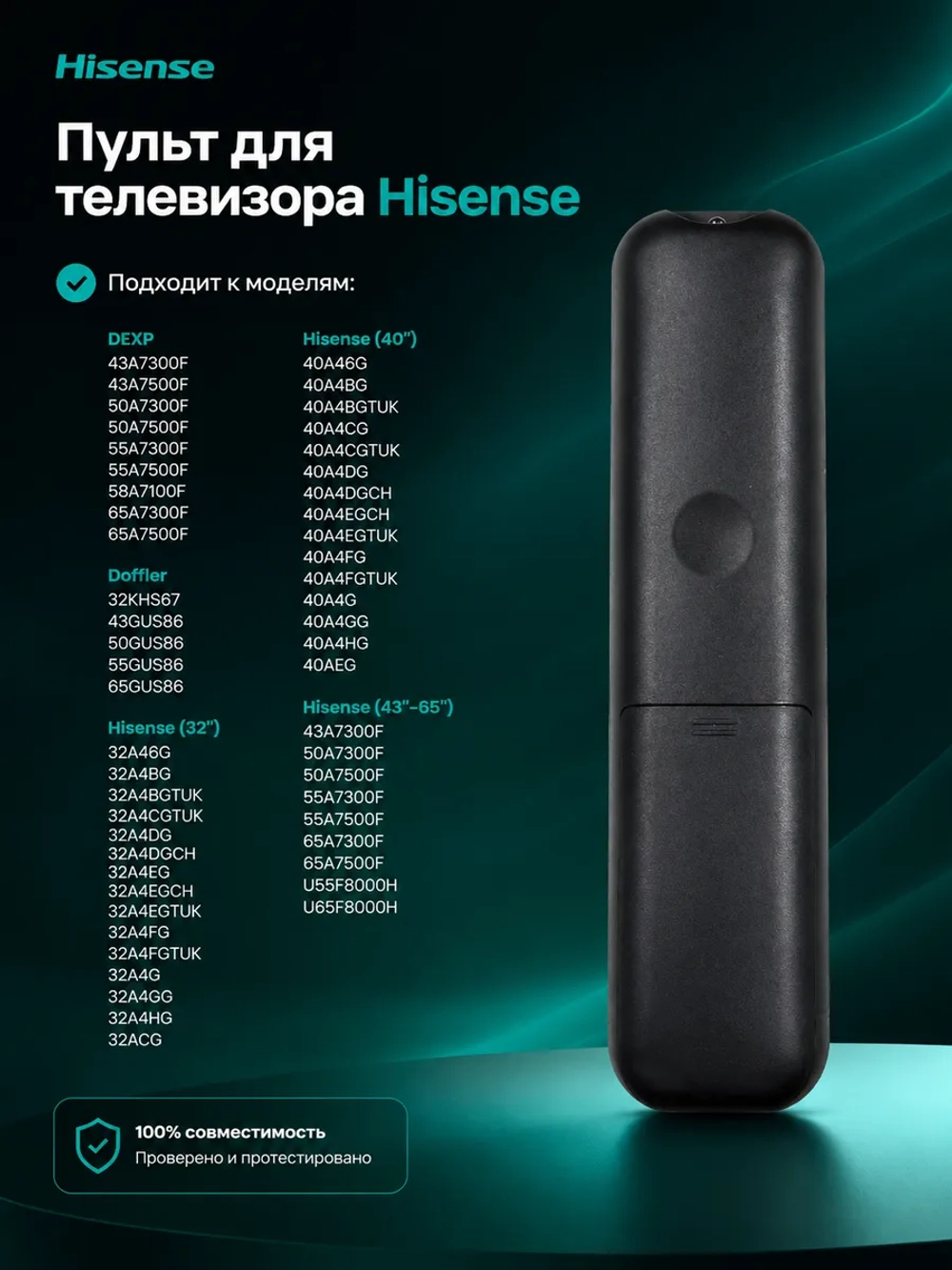 Пульт Huayu EN2F30H (EN2F30D) для телевизора Hisense, DEXP, Doffler PDUHOB2846