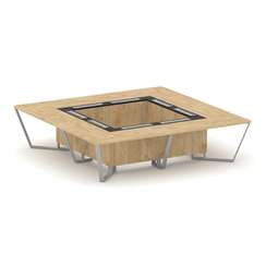 Steel Meet Стол переговорный квадратный KMK-PR.B.SP-16K Тиквуд Светлый/Графит Глянец/Металл Серый 32