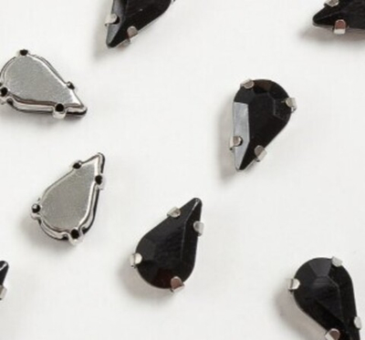 Стразы пришивные стекло в оправе, р. 13 мм, чёрный