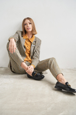 3944 Брюки женские (пепельно-бежевый клетка 2)