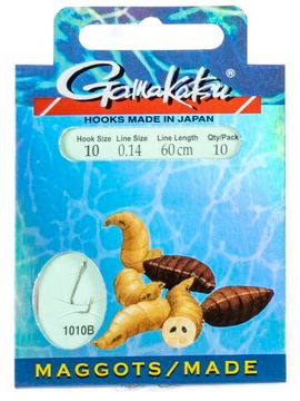 Крючки с поводком Gamakatsu BOOKLET MAGGOTS 1010B разм. 10-0.14мм 60см 10шт.