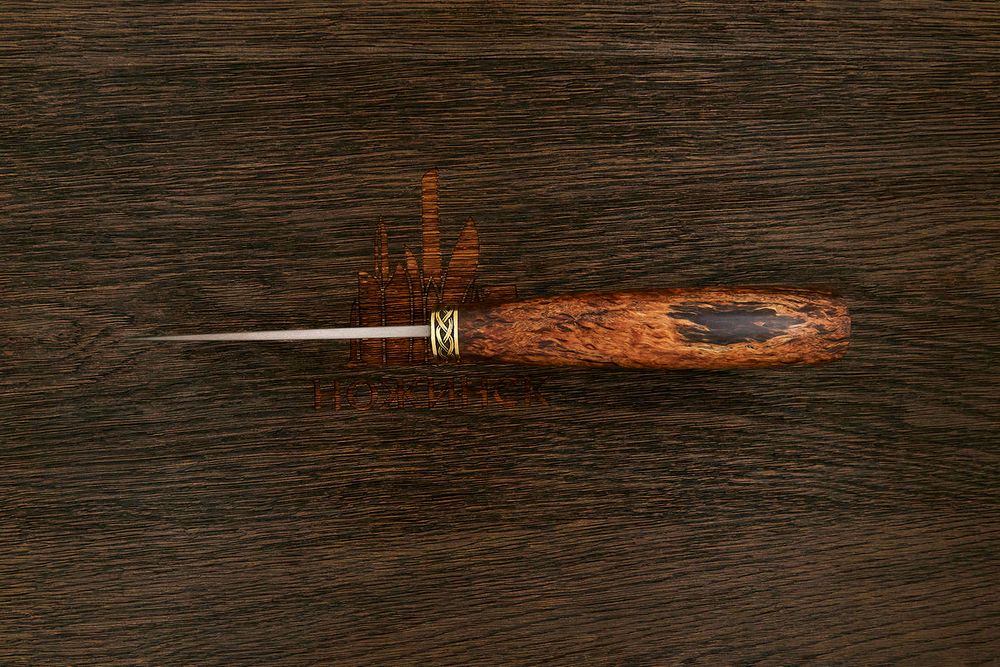 Разделочный нож Игоря Пампуха Модель 073, клинок 100мм, булат легированный, рукоять стаб. к. береза