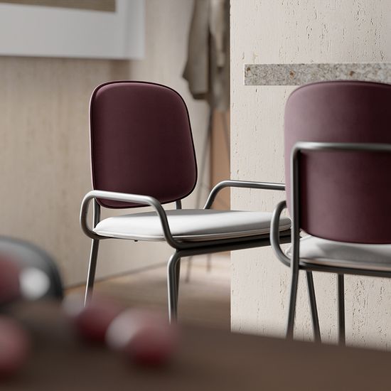 Стул барный ror, 2 frame, велюр, черный/пурпурный/серый