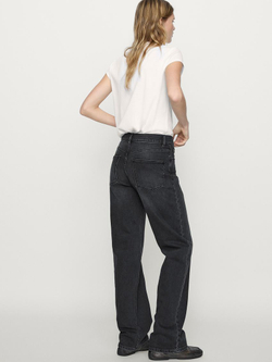 Massimo Dutti Джинсы прямого кроя с высокой посадкой, черный