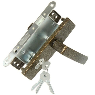 Замок врезной Зенит, ЗВ4-3.04, 00-00000513, ручка в комплект, цилиндровый, бронз