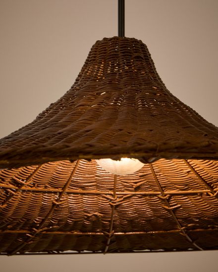 Bladia Абажур для подвесного светильника из ротанга с коричневой отделкой Ø90 см