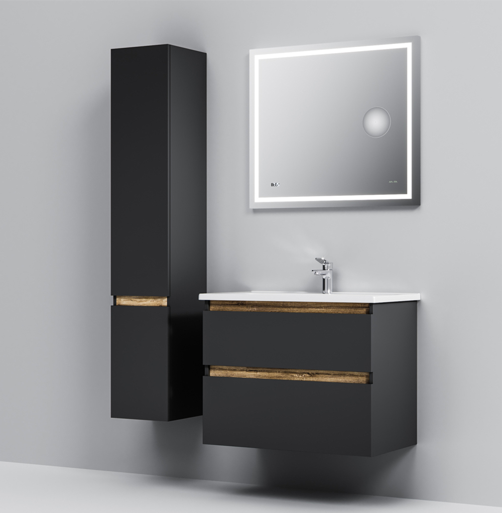 M85AFHX0802BM X-Joy, База под раковину, подвесная, 80 см, 2 ящика, черный матовый