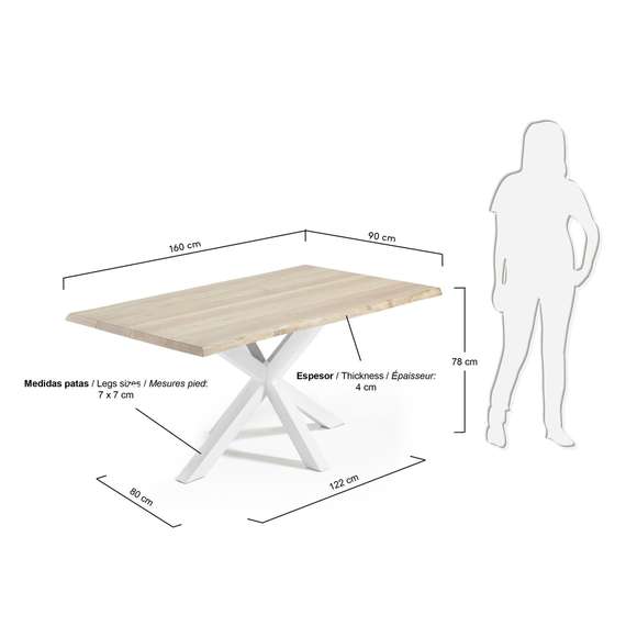 Обеденный cтол Arya 160x90 белый отбеленный дуб
