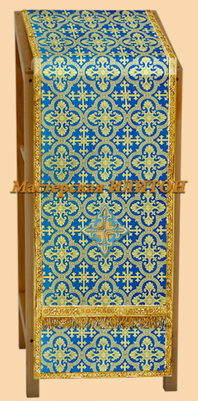 Аналойник голубой с золотом из шелка