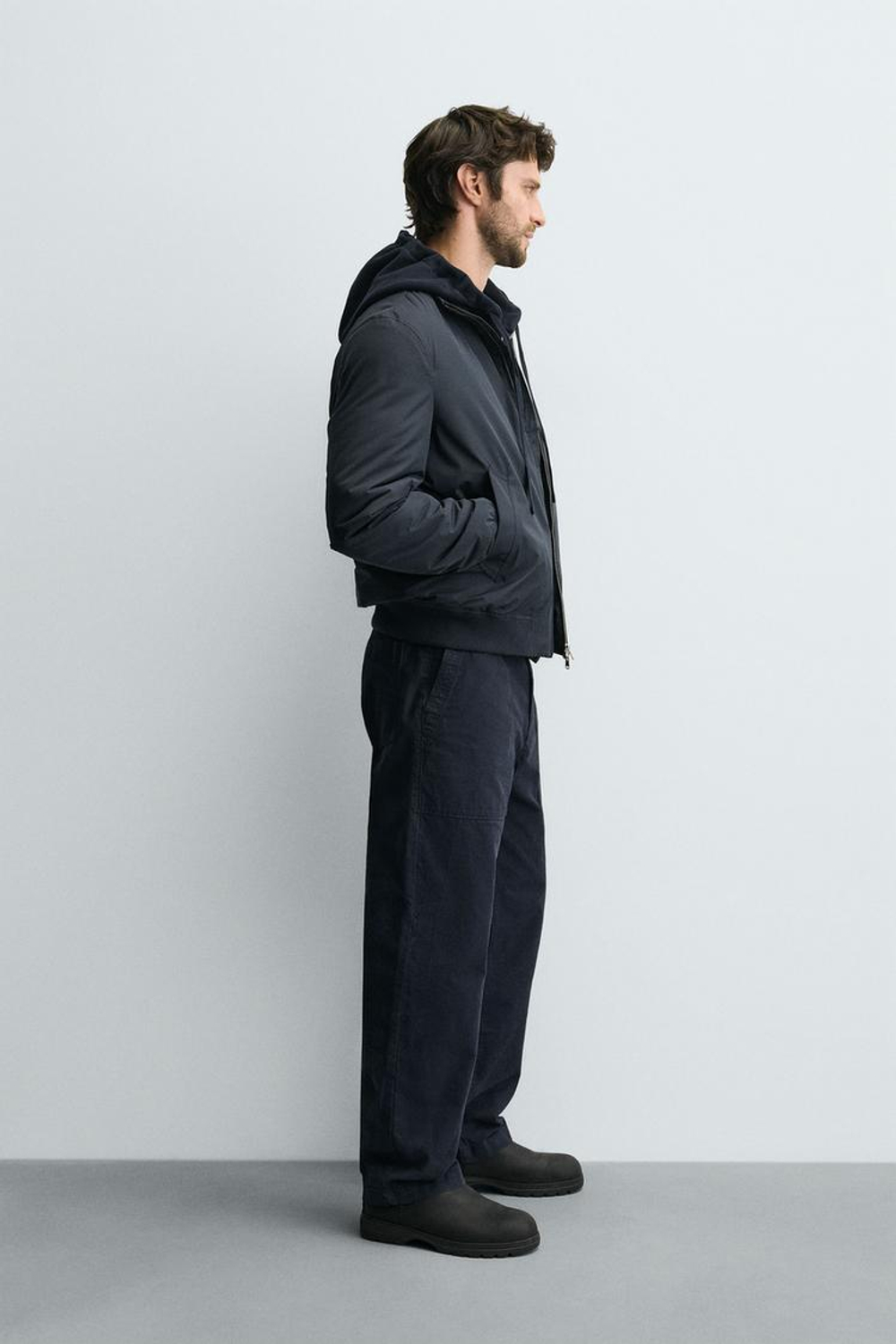 ZARA СТЕГАНАЯ КУРТКА WATER REPELLENT, МОРСКОЙ ТЕМНО-СИНИЙ