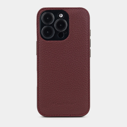 Чехол-накладка кожаная для iPhone 16 Pro Max, теленок бордового цвета