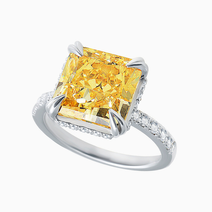 Серебряное кольцо с желтым фабулитом (Fancy Vivid Yellow) огранки принцесса