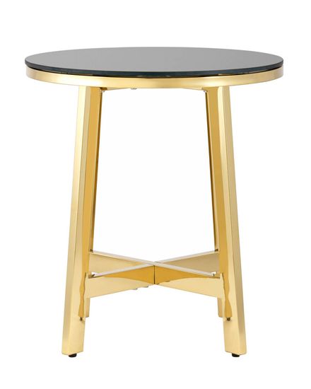 Журнальный стол 50*50 АЛЬБА золото стекло черное