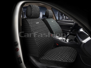 Накидки сидений Перед CarFashion (2шт) -Фронт «ICEBERG FRONT» 26191 -ШЕЛК иск черный/черный/св.серый