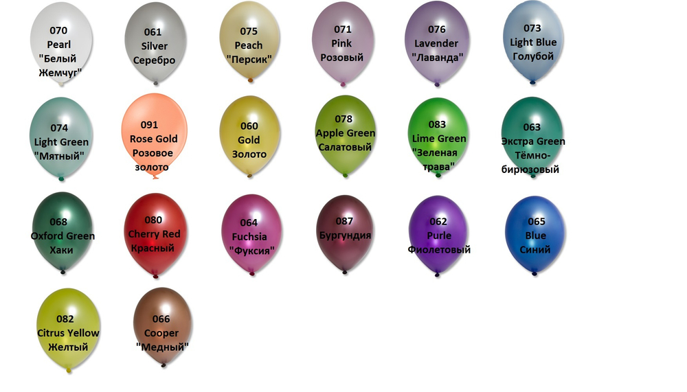 Цветовая гамма шаров "Металлик"