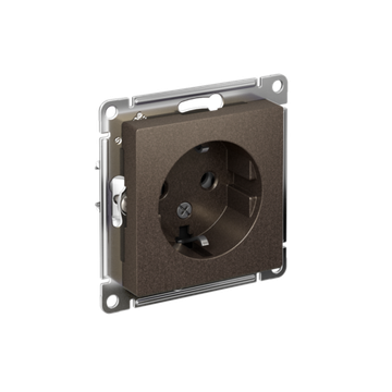 Розетка 1-м СП AtlasDesign 16А IP20 с заземл. механизм мокко SE ATN000643