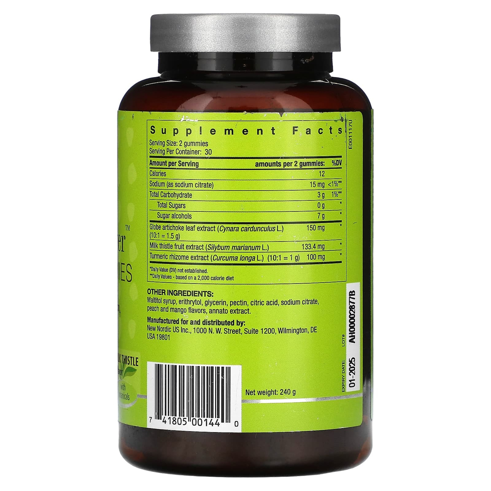 New Nordic, Веганские жевательные таблетки Active Liver™, со вкусом персика и манго, 60 жевательных конфет