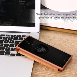 Кожаный чехол книжка коричневого цвета от Nillkin для Samsung Galaxy S23 Ultra, серия Qin Pro Leather с защитной шторкой для камеры