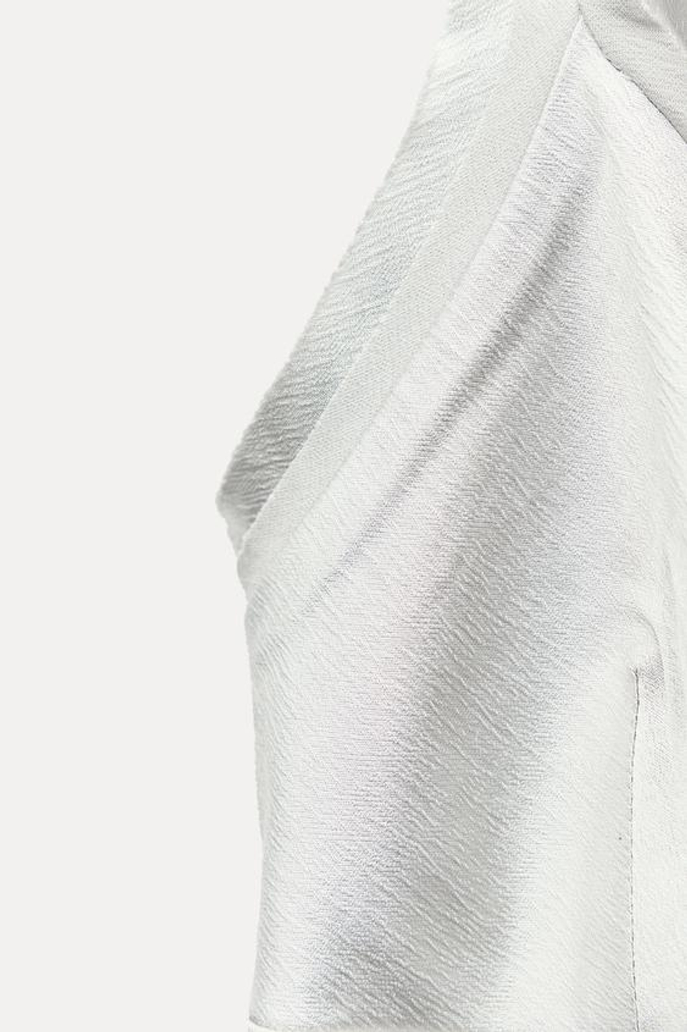 ZARA АТЛАСНЫЙ ТОП АСИММЕТРИЧНОГО КРОЯ, СЕРО-СИНИЙ