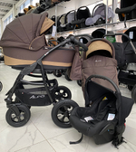 Коляска  ALFA (3 в 1) (RIKO BASIC) 10 коричневый-капучино