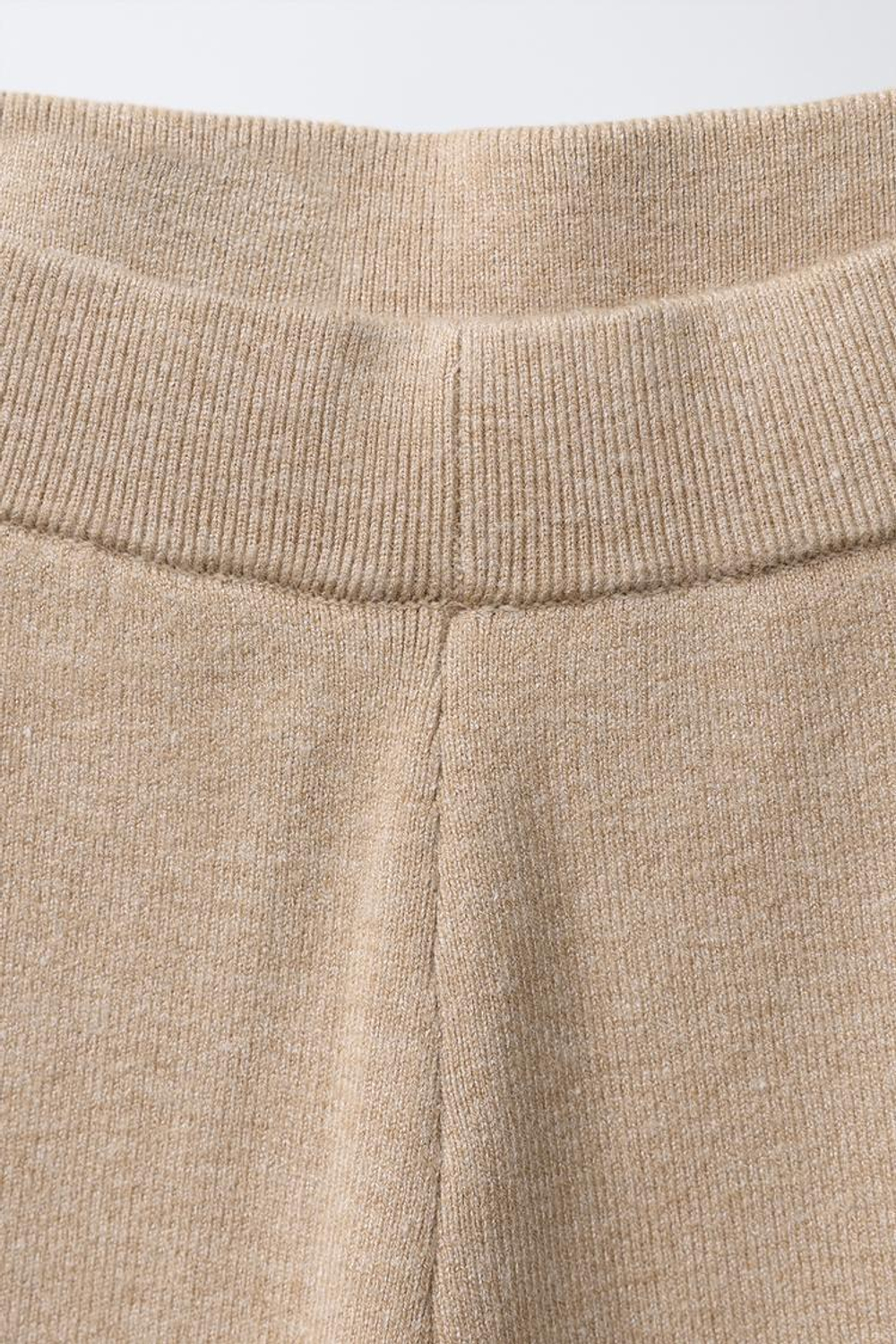 ZARA ТРИКОТАЖНЫЕ БРЮКИ WIDE LEG, МЯГКИЙ КАШТАНОВЫЙ