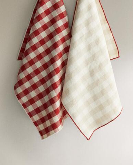 ZARA HOME КУХОННОЕ ПОЛОТЕНЦЕ В КЛЕТКУ (НАБОР ИЗ 2 ШТ.),
