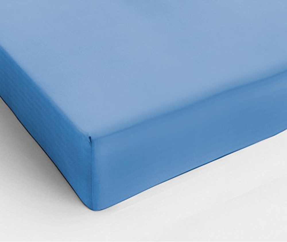 Простыня на резинке 200x200 Сaleffi Raso Tinta Unito с бордюром сатин синяя Италия