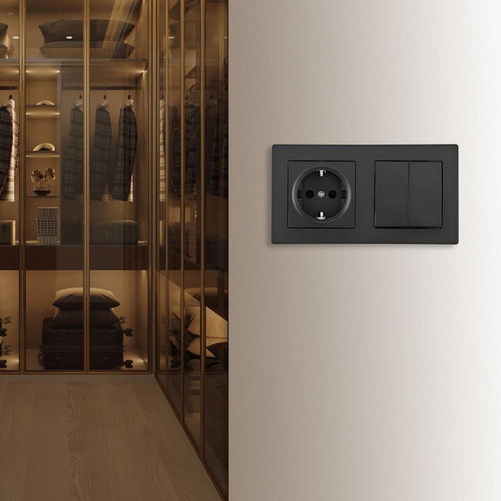 Блок с розеткой и выключателем Arte Milano SET06-2 SET06-2-30-2-40-1 black