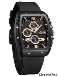 Часы наручные кварцевые NAVIFORCE на силиконовом ремешке, черный W8830-01