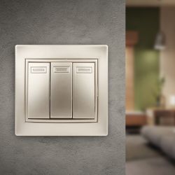 1-106-04 Intro Выключатель тройной, 10А-250В, IP20, СУ, Plano, шампань | Intro Plano Шампань