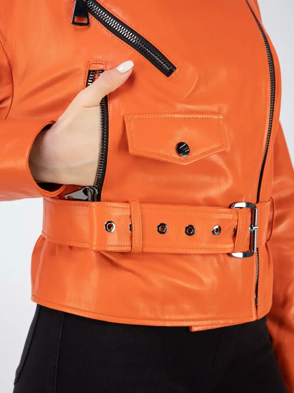 Кожаная куртка демисезонная косуха оверсайз