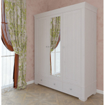 Шкаф 3х дверный с зеркалом «Бейли» белый воск