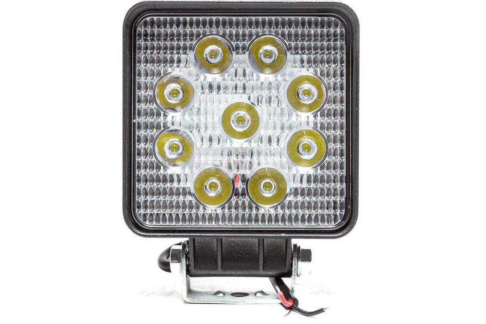 Фара рабочего света Диод квадратная 10,5x10,5x2.5см с кронштейном 9LED рифленое стекло 7.5W (10-30V)