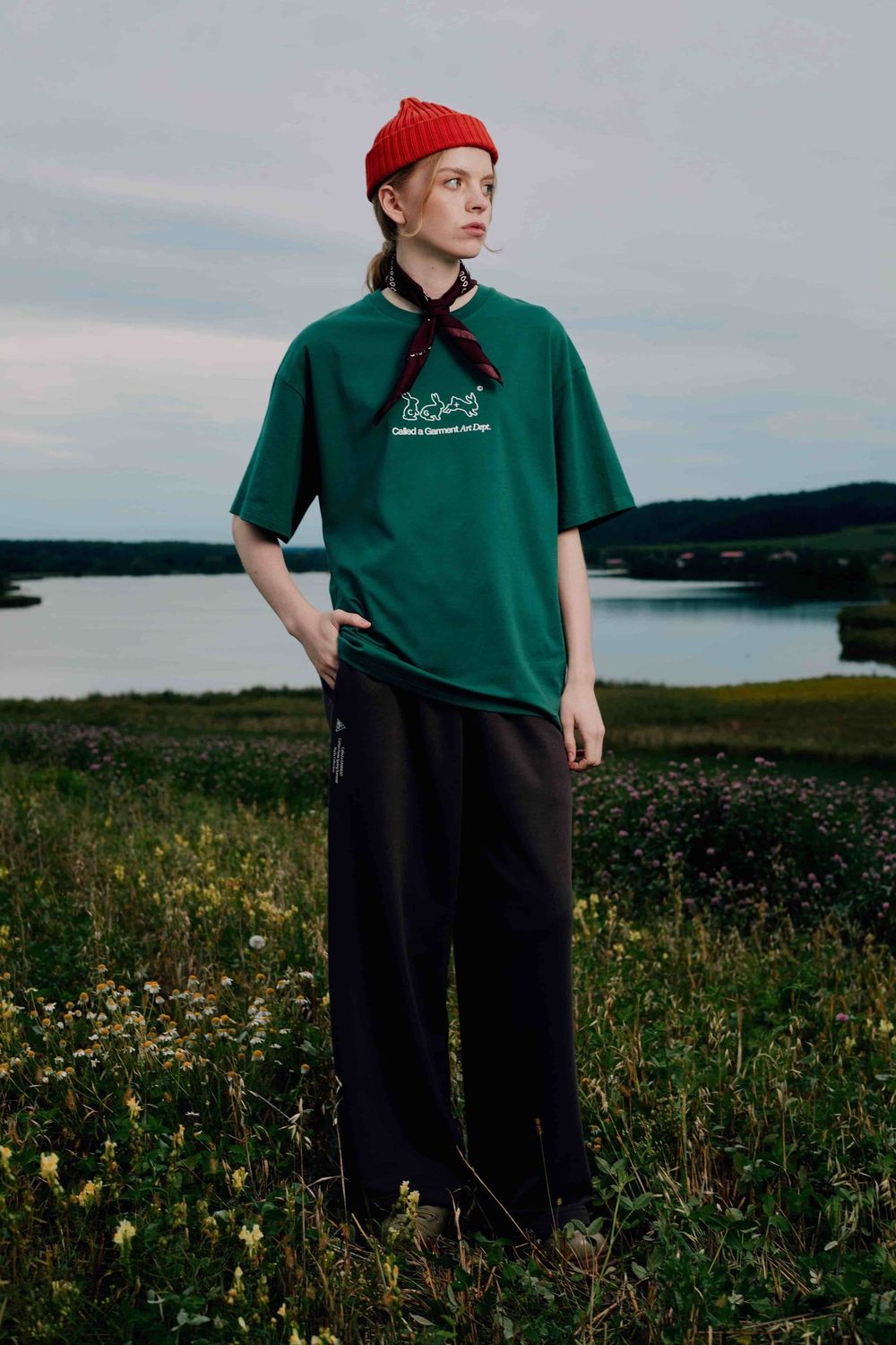 Футболка Called a Garment Rabbits зеленая