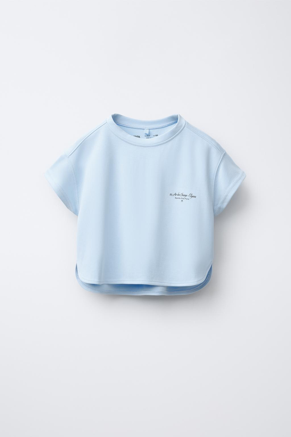 ZARA СВОБОДНАЯ ФУТБОЛКА С НАДПИСЬЮ, НЕБЕСНО-ГОЛУБОЙ