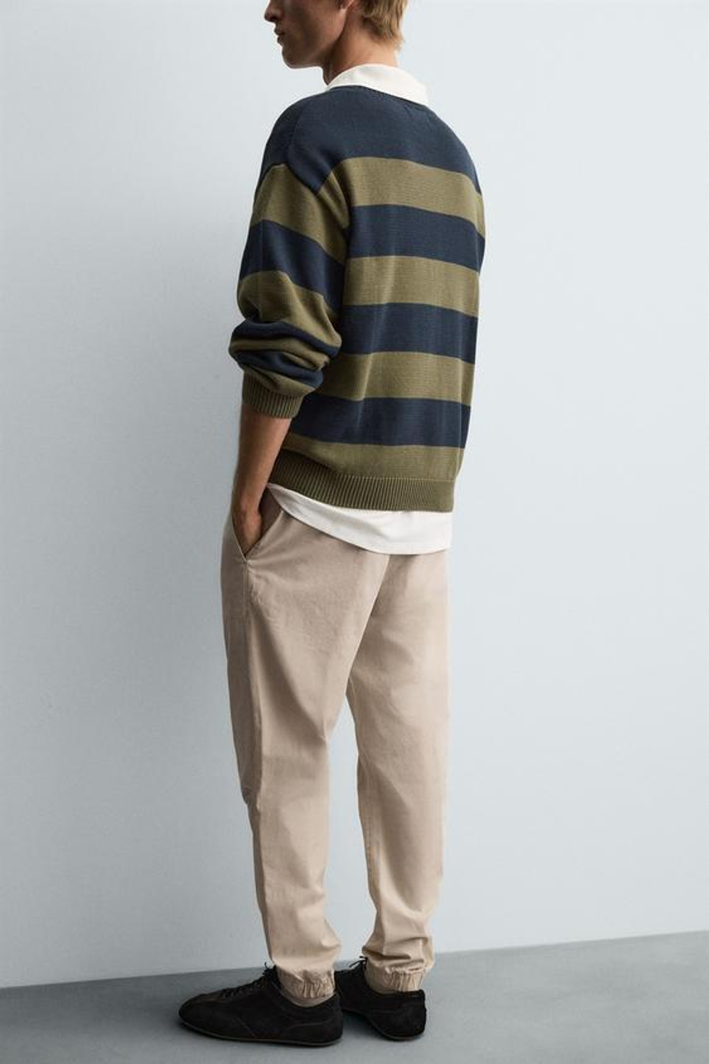 ZARA ЗАУЖЕННЫЕ БРЮКИ-ДЖОГГЕРЫ, КАМЕННО-СЕРЫЙ