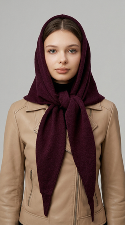 Оренбургский платок-косынка К501-21 слива