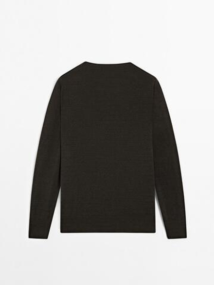 Massimo Dutti Свитер оверсайз из 100% льна, коричневый