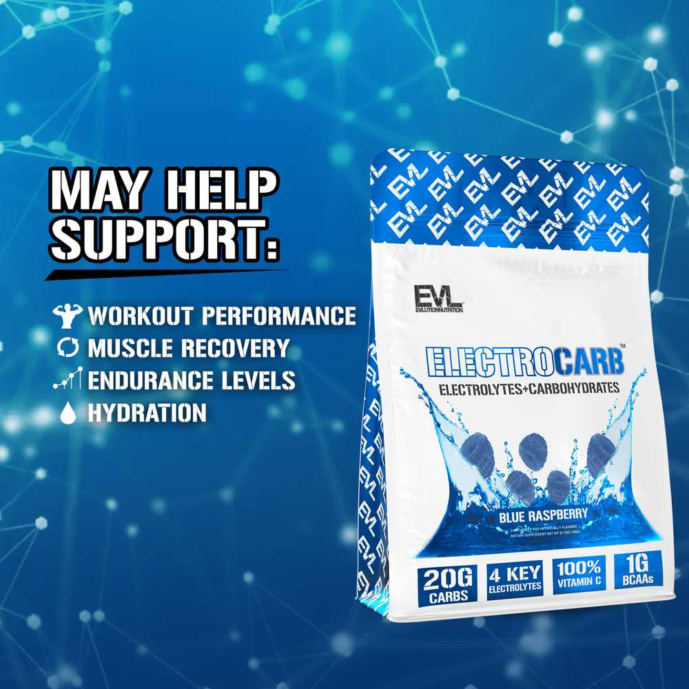 EVLution Nutrition, ElectroCarb ™, голубая малина, 900 г (31,75 унции)
