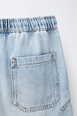 ZARA ДЖИНСОВЫЕ ШОРТЫ BARREL, ВЫЦВЕТШИЙ СИНИЙ