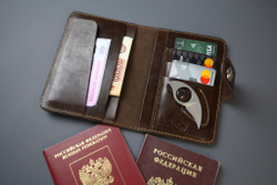 Обложка для паспорта и автодокументов (нат. кожа, цвет коричневый) EDC Shokuroff knives коготь