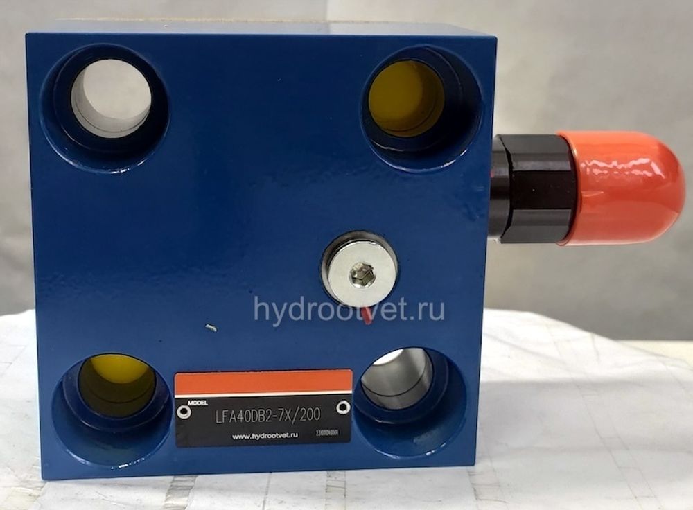 LFA40DB2-7X/315 - Крышка для логического клапана, типоразмер Ду40 функционал - DB2 = крышка с предохранительным клапаном с ручной настройкой, два выхода X и Y, элемент регулировки - винт под шестигранник с защитным колпачком, диапазон настройки давления до 315 бар, уплотнение NBR