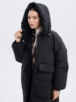 Пуховик зимний длинный с капюшоном оверсайз